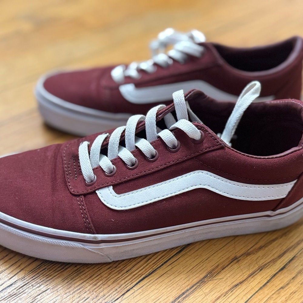 Vans Kids Maroon and White Sneakers